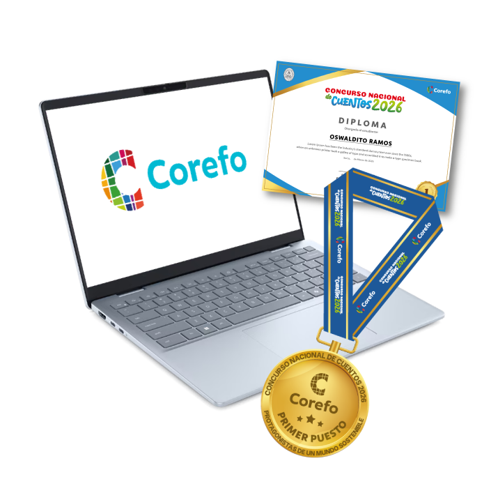 Laptop con diploma y medalla