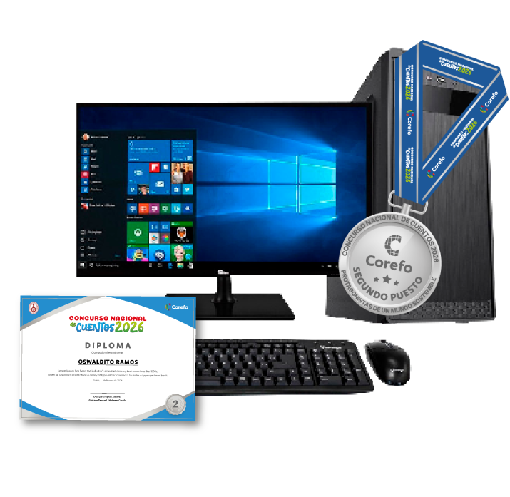 PC con diploma y medalla